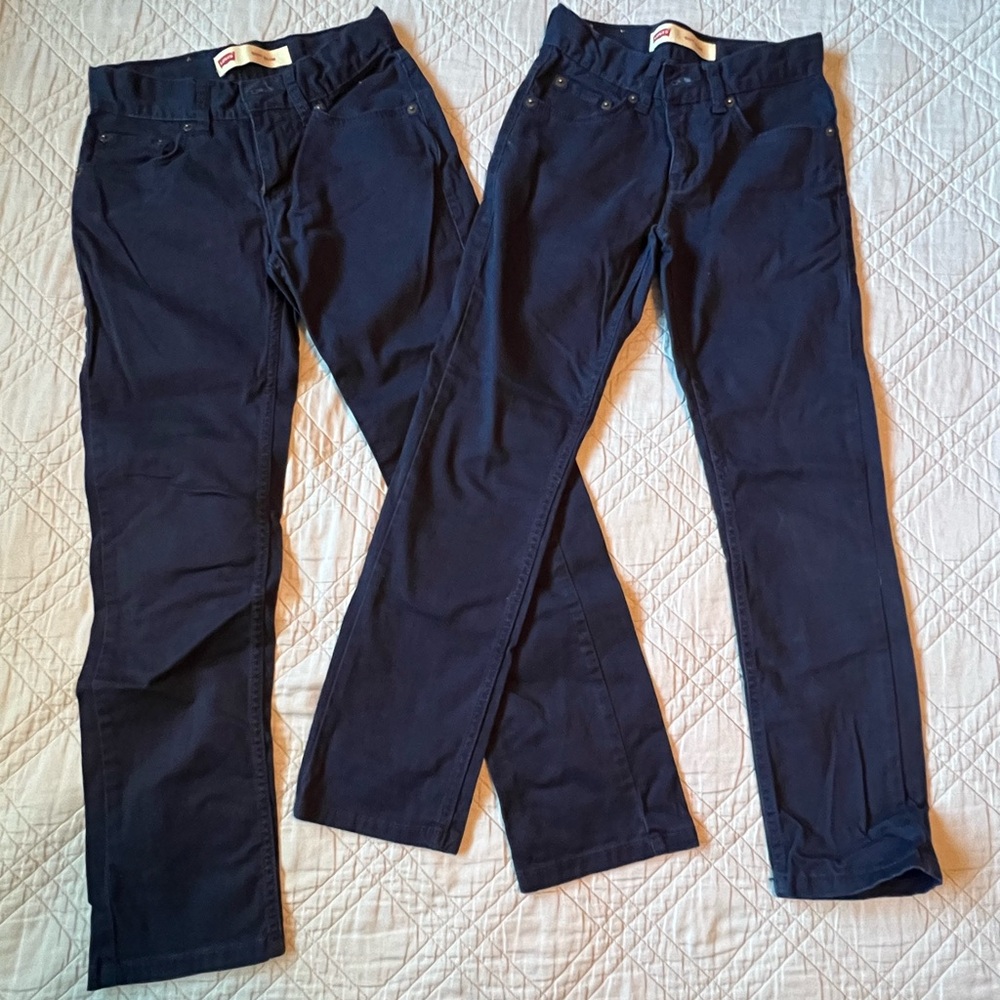 2 pairs - Levi's 511 sueded pants in Navy, Boys Sizes 8 and 10 (NWOT)